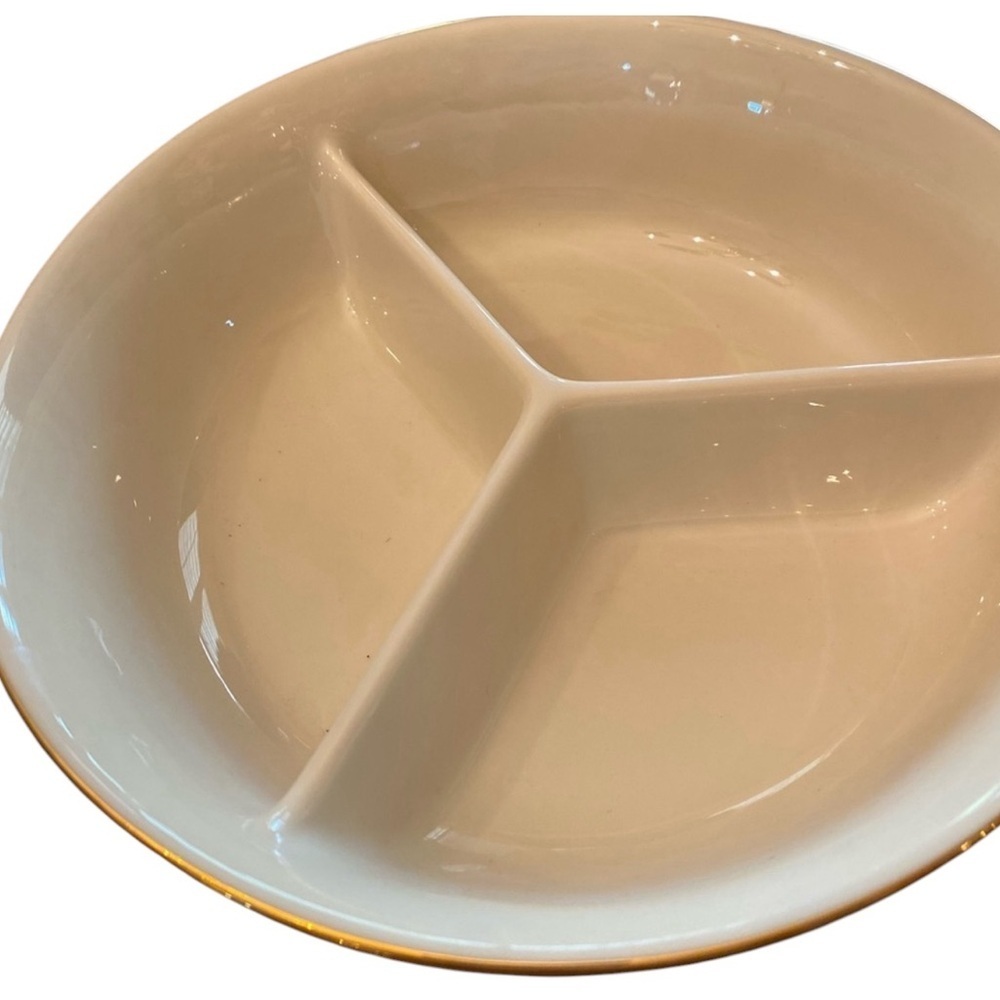Vintage Lenox Jacquard Gold 3 Part Relish Serving Bowl.